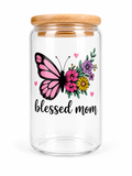 Blessed Mom Glass Cup 16oz