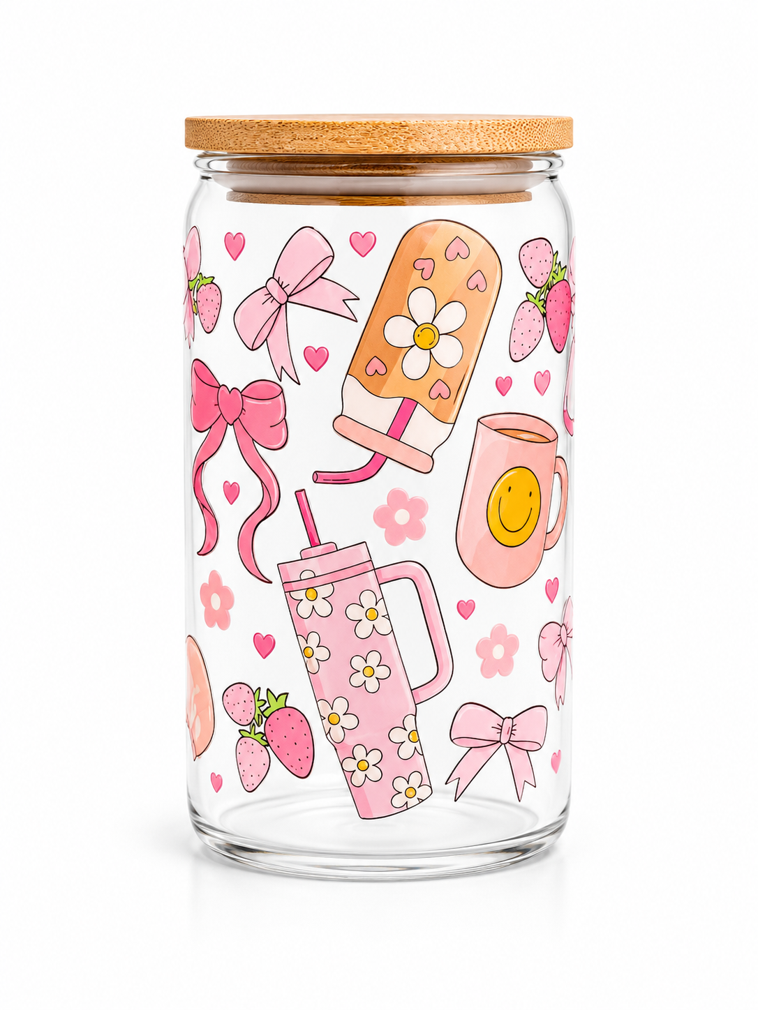 Pink Summer Vibes Glass Cup 16oz