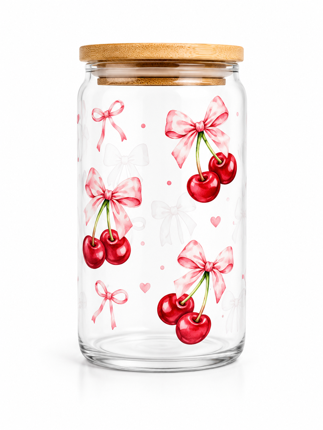 Cherries & Bows Glass Cup 16oz