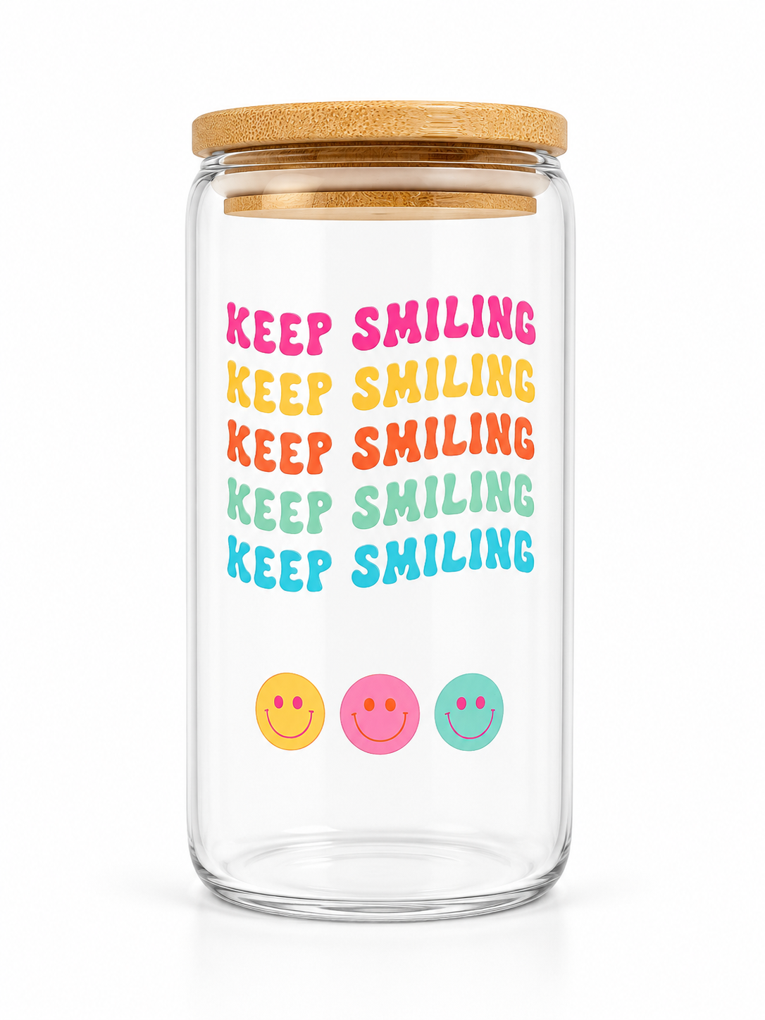 Keep Smiling Glass Cup 16oz