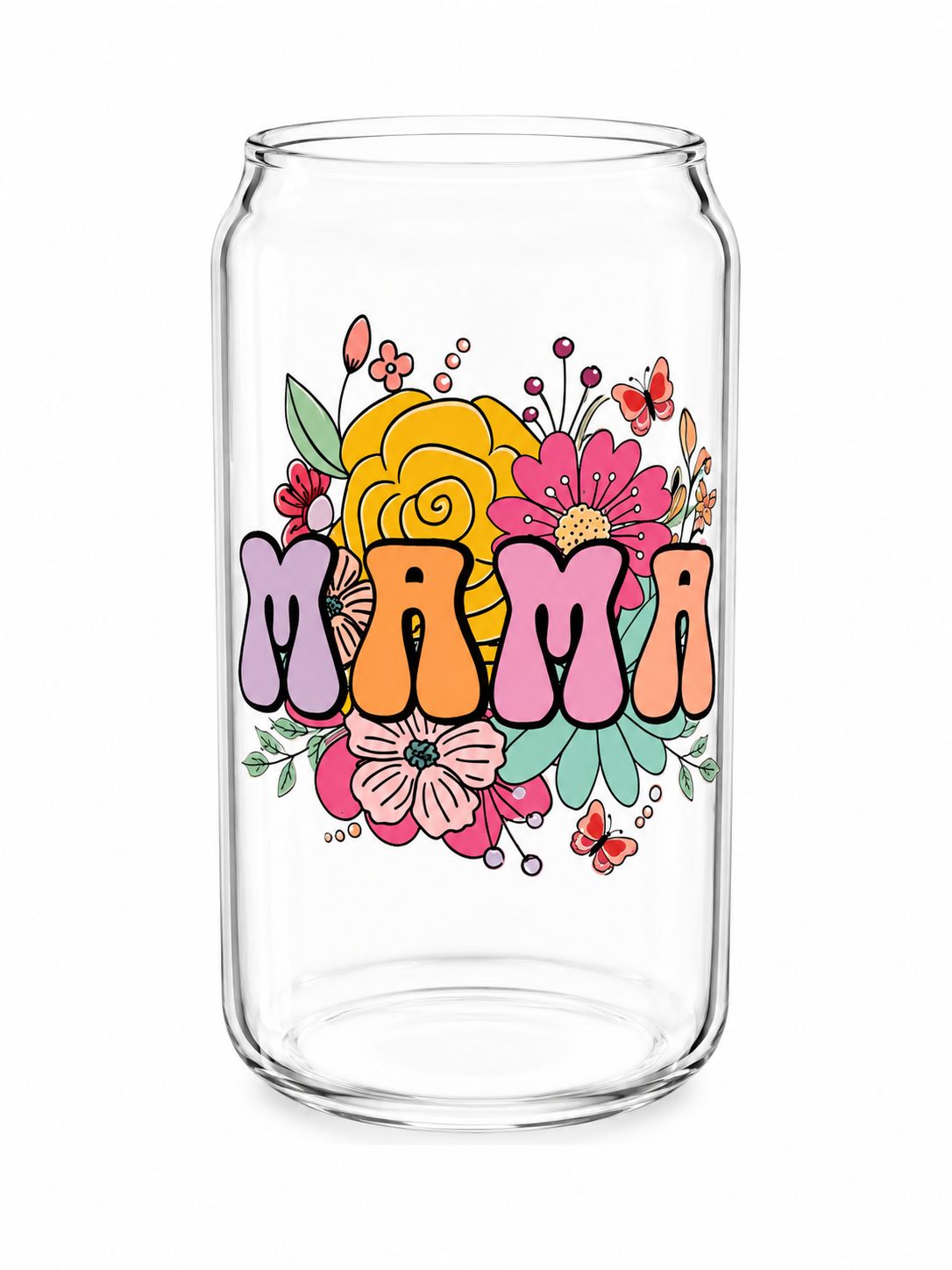 Mama Floral Glass Cup 16oz